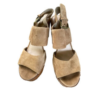Aldo Suede Block Heeled Sandals Tan Women’s Size 6.5